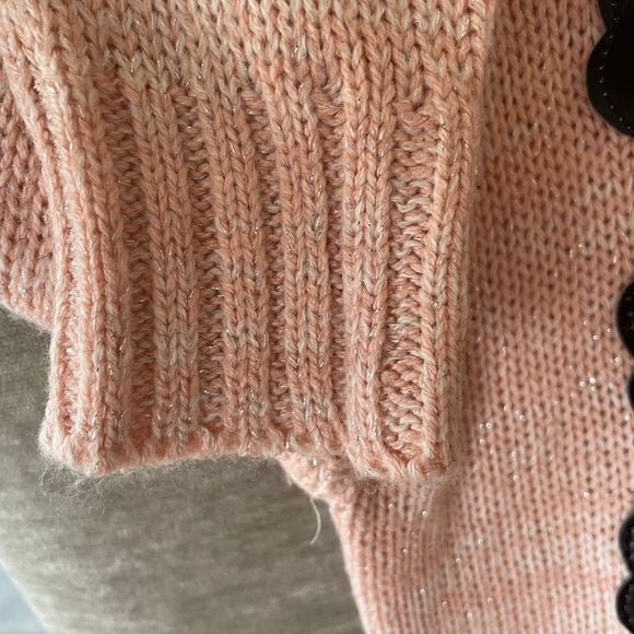 Dollhouse Pink Knit Footie with Black Heart Buttons - Picture 2 of 4